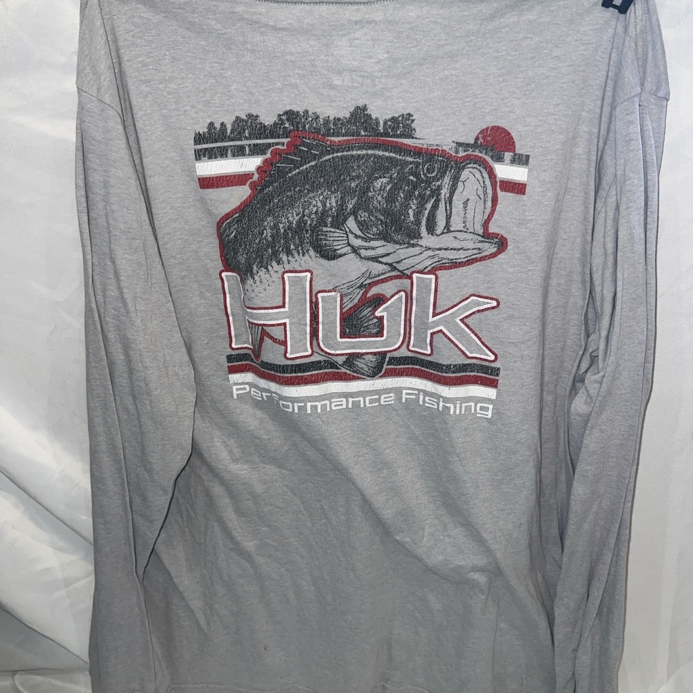 Huk Shirt Mens XL grey Performance‎ Fishing Back Graphic 99
